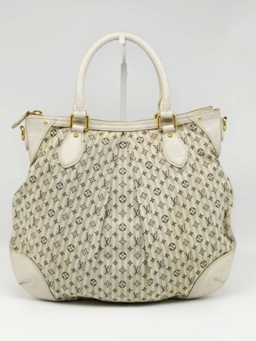 Louis Vuitton Mini Lin Monogram Jeanne MM Satchel White Canvas Shoulder Bag